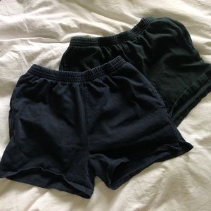 Brandy Melville 2-Pack Green+Blue Sweatshorts